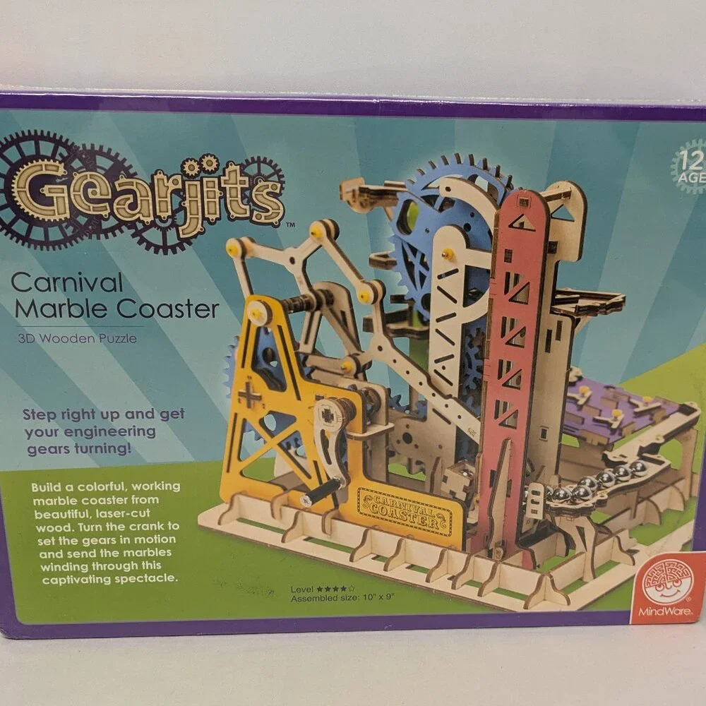 NWT! Gearjits Carnival Marble Coaster 3D Wooden Puzzle by MindWare